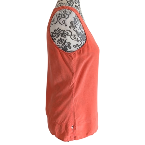 Ecru The Clean Tank Top Luxe Layers Classic Women S Sandwashed Silk Coral Orange - Picture 4 of 11